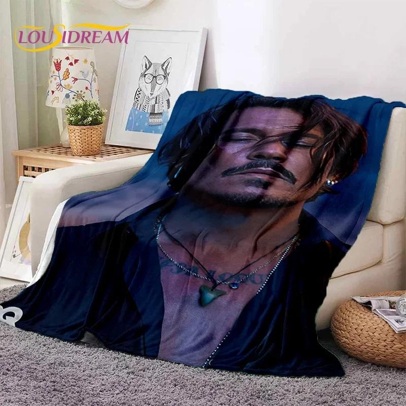 Manta Suave de Franela HD con Impresión 3D de Johnny Depp para Camas Dormitorio Sofá Picnic, Manta Ligera para Cubrir Aire Libre Ocio Regalo