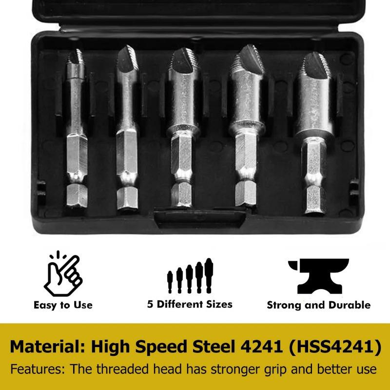 5Pcs Damaged Screw Extractor Drill Bit High Speed Steel Double Easily Take Out Side Drill Out Broken Screw Remover Bolt