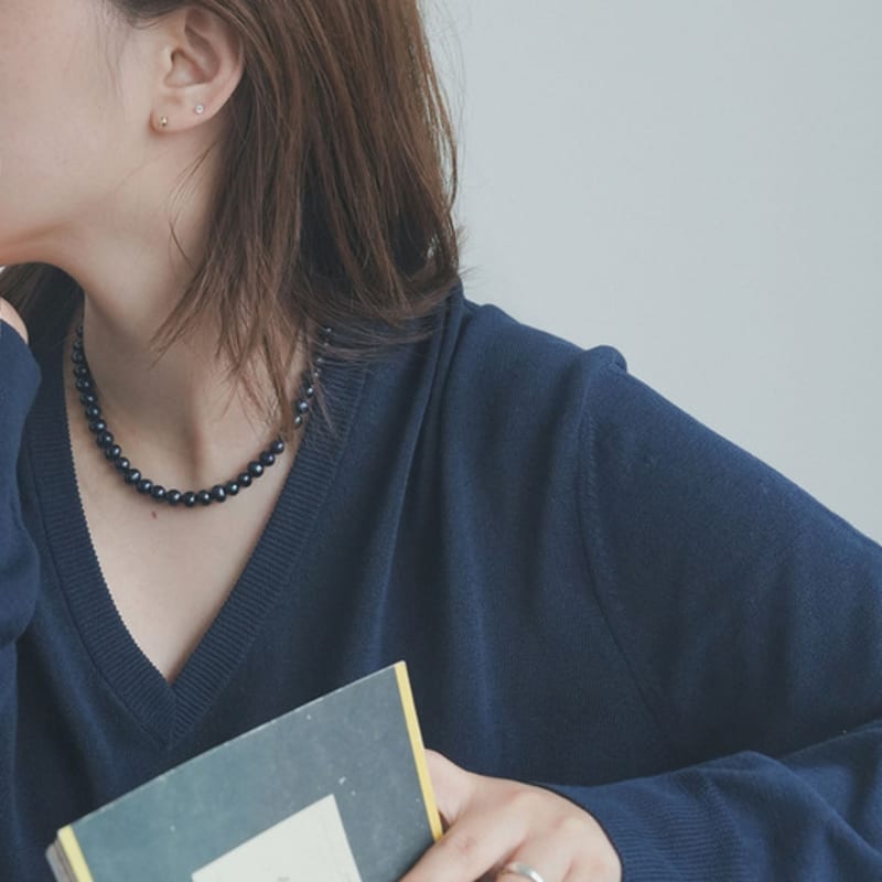 Modernlike Silver 925 Cobalt Blue Black Pearl Necklace 5mm