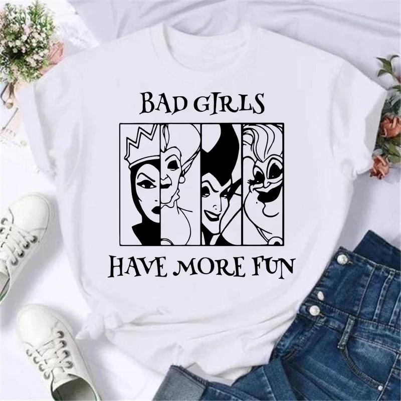 Summer Cartoon Spoof Villains Princess Print Blouse 90S Tshirt Harajuku White T-Shirts Y2k Tops Unisex