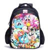 Zaino Scuola per Bambini, Testa Grande Gatto Blu Forrest Gump Scuola di Animazione, Tessuto Oxford Nero Resistente allo Sporco Grande Capacità.
