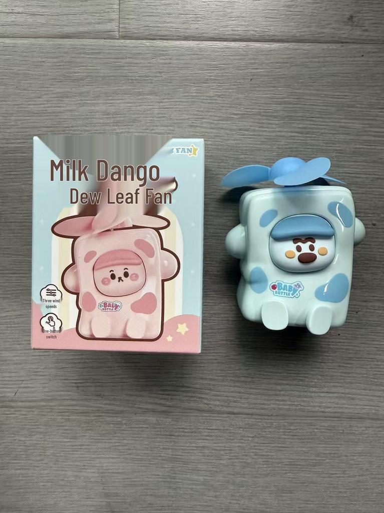 Milk Dumpling Cute Mini Portable USB Rechargeable Handheld Electric Fan - Creative Fun Doll Design Gift