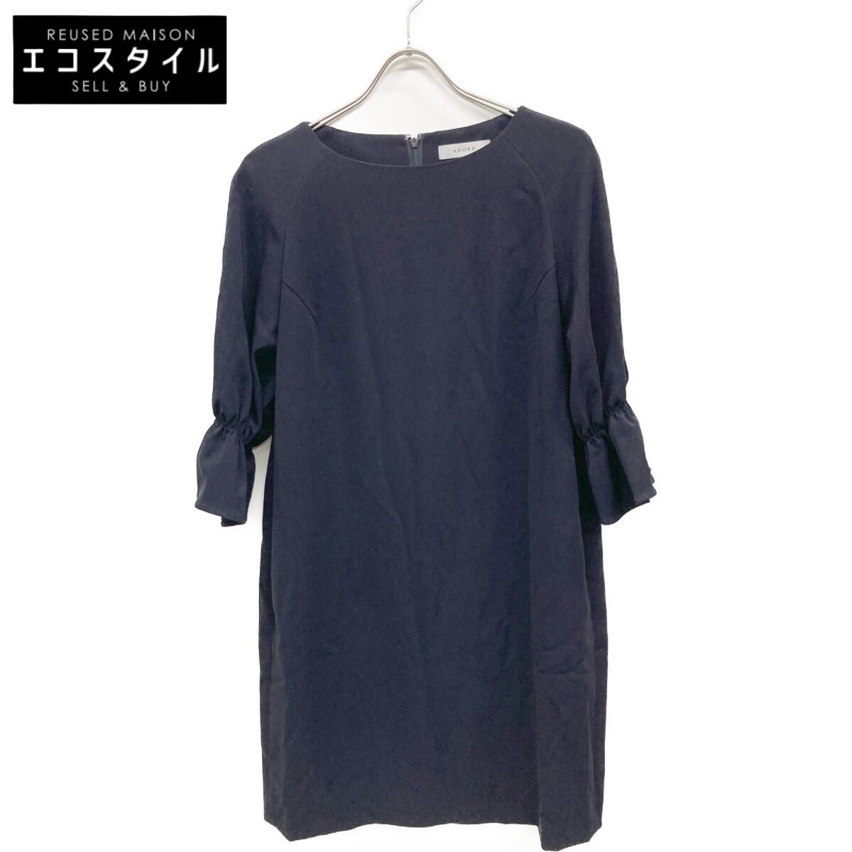 

ADORE Claire Georgette gathered sleeve dress dress 38 NavyUsed