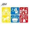 Small Size Paint Stencil 6 Pcs Painting Template Stencils, 5.5x5.9 Inch Washable Reusable DIY Hollow Edge Art Stencils for Wood Paper Fabric,