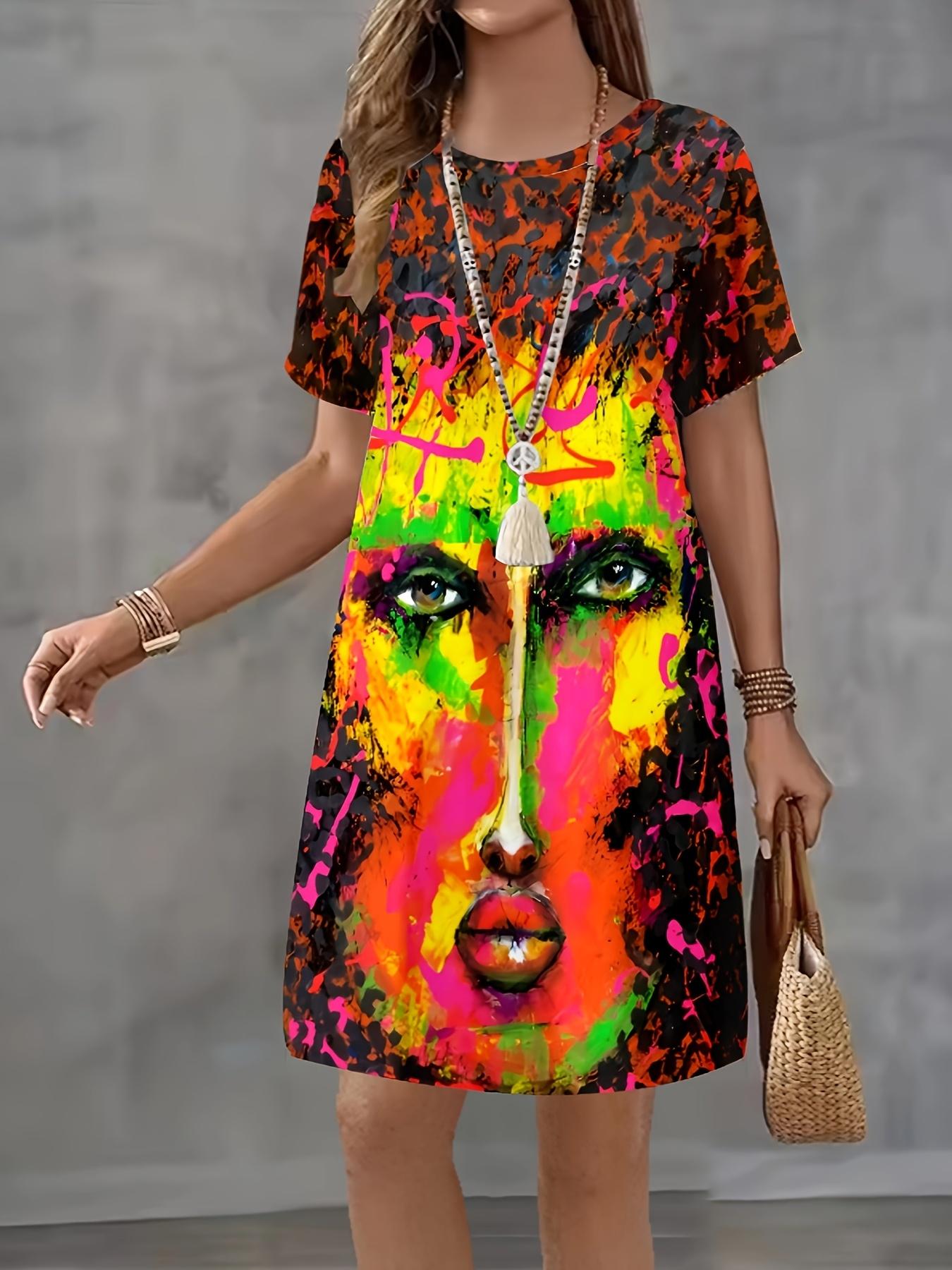 Fashion Tie-Dye Gradient Dress for Women. Casual Painting 3D Printed Apparel S дубильная кора