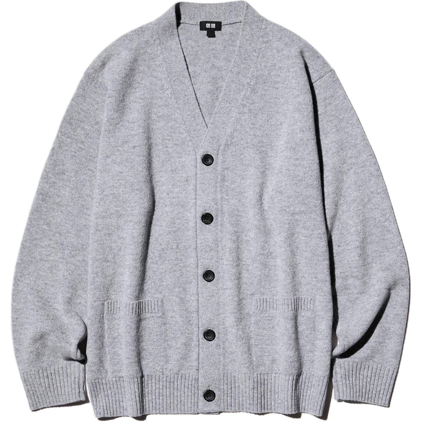 UNIQLO Однотонный вязаный свитер с V-образным вырезом, длинным рукавом и пуговицами, унисекс 478547-04 M white