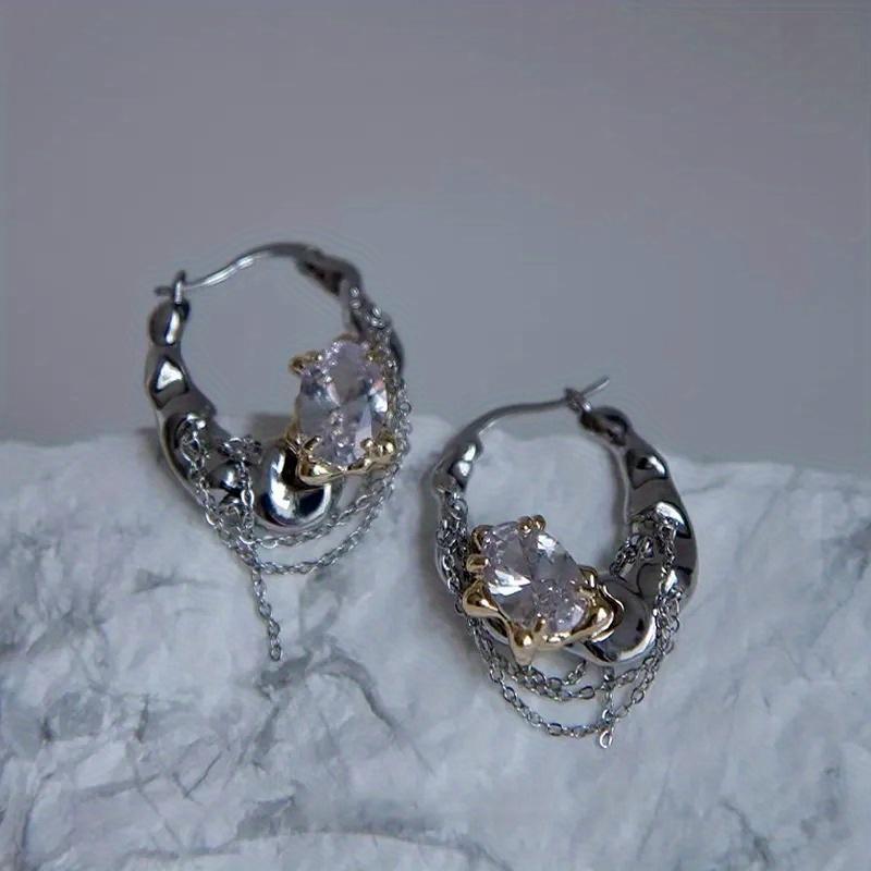 Anel Punk Irregular de Cristal Brilhante Brincos Moda Feminina Brincos Coreanos de Destaque Joias de Festa Presentes Y2K