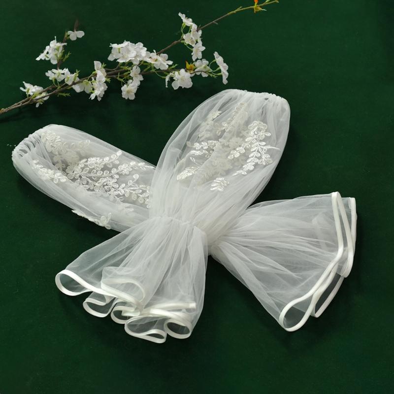 Elegant Lace Embroidery Flower Bridal Arm Sleeves Comfortable Mesh Decorative Sleeves For Wedding Ceremony PhotoShoots