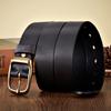 3.3CM High Quality Natural  Cowskin Genuine Leather Belt Men Casual Copper Buckle Business Male Strap for Jeans Cowboy Cintos