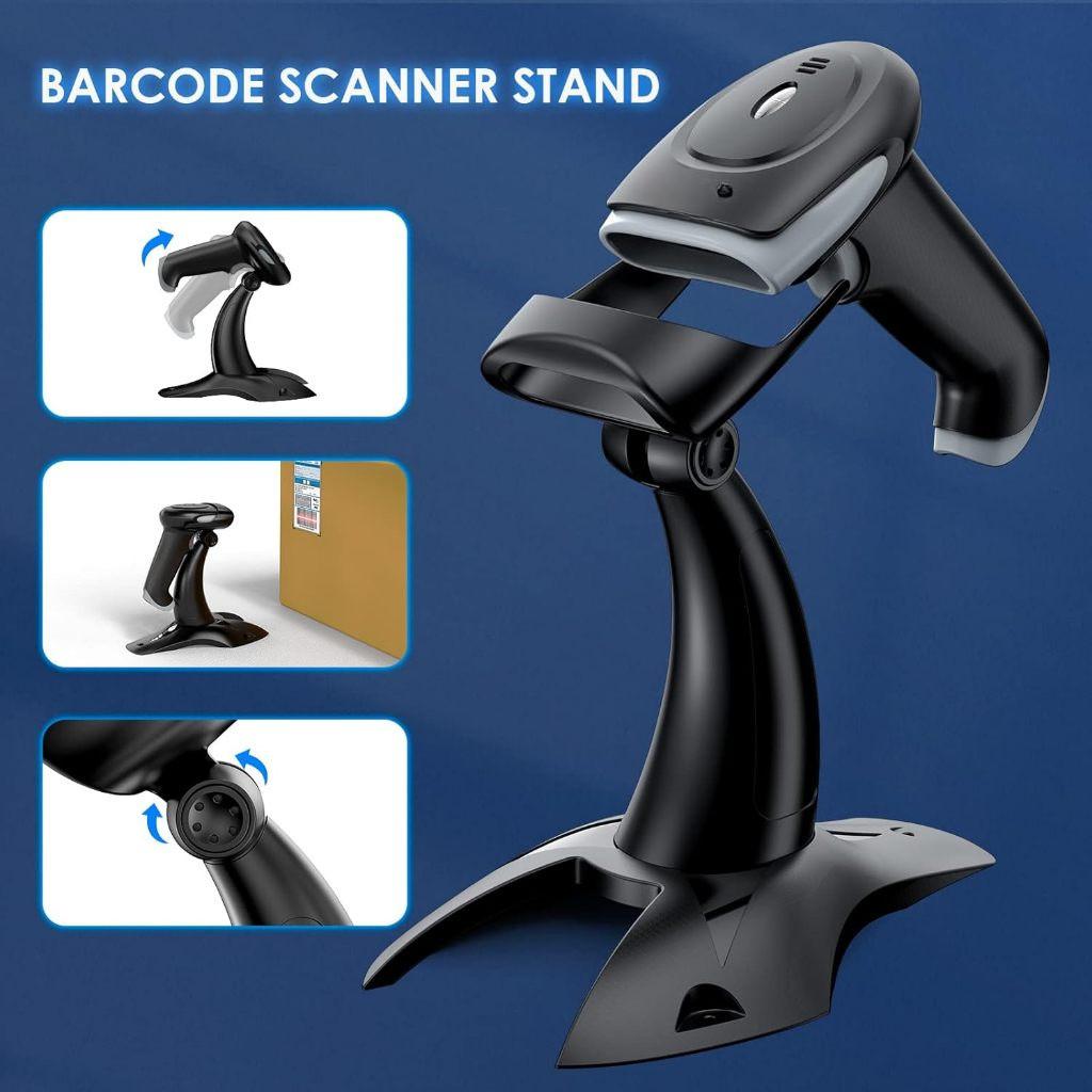 3 In 1 2.4G Bluetooth Wireless USB Wired 1D 2D QR Bar Code Reader Shockproof CCD Barcode Scanner With Stand