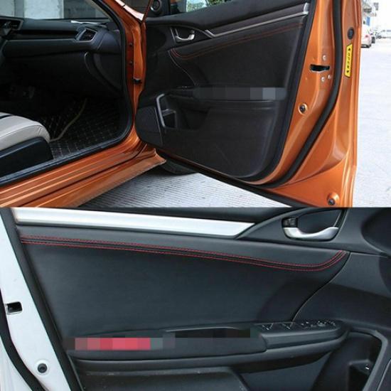 4pcs Leather Car Inner Door Panel Cover Pad For Honda Civic 10th Gen 2016-