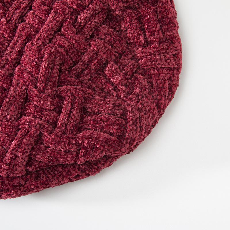 Zimní dvouvrstvý plyšový zahuštěný dámský žinylkový pulovr venkovní pletená čepice