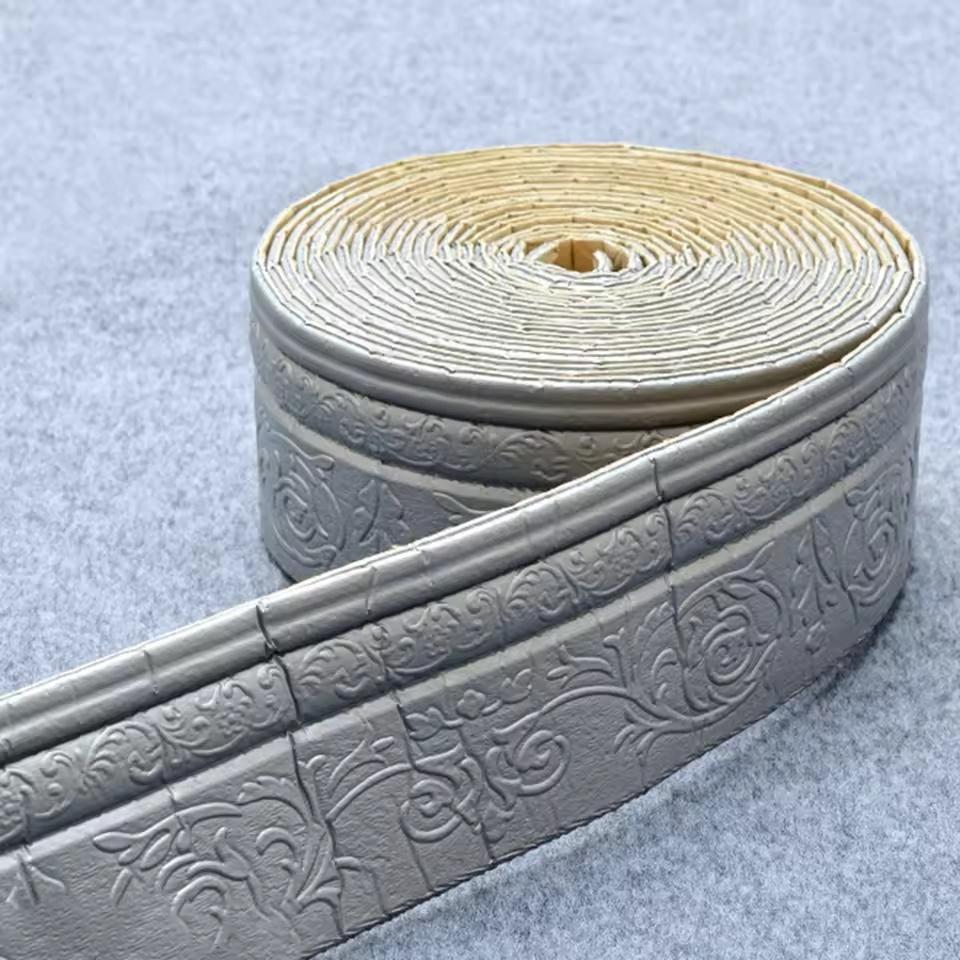 1pc Self-Adhesive Foam Wall Skirting Border Strips Waterproof Moisture-Proof Decorative Waistline Edge Trim For Home Improvement