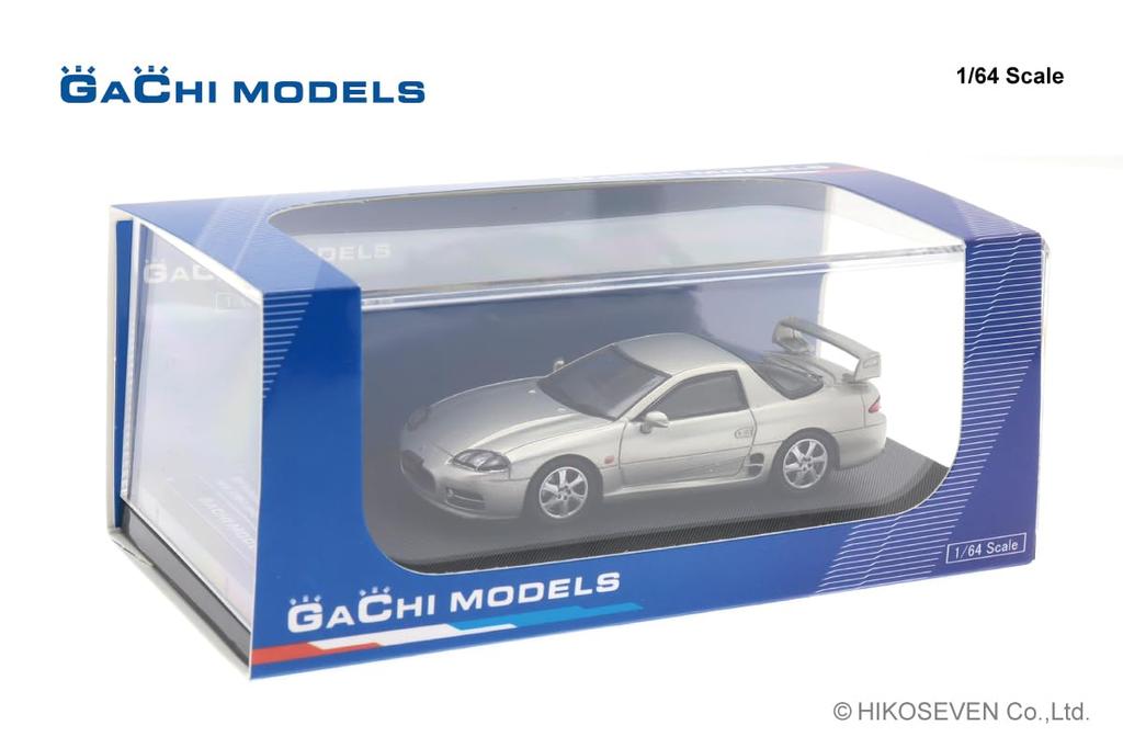 Hiko Seven GACHI MODELS 1/64 Mitsubishi GTO (1998) Hamilton Silver Finished Product GM64001SL