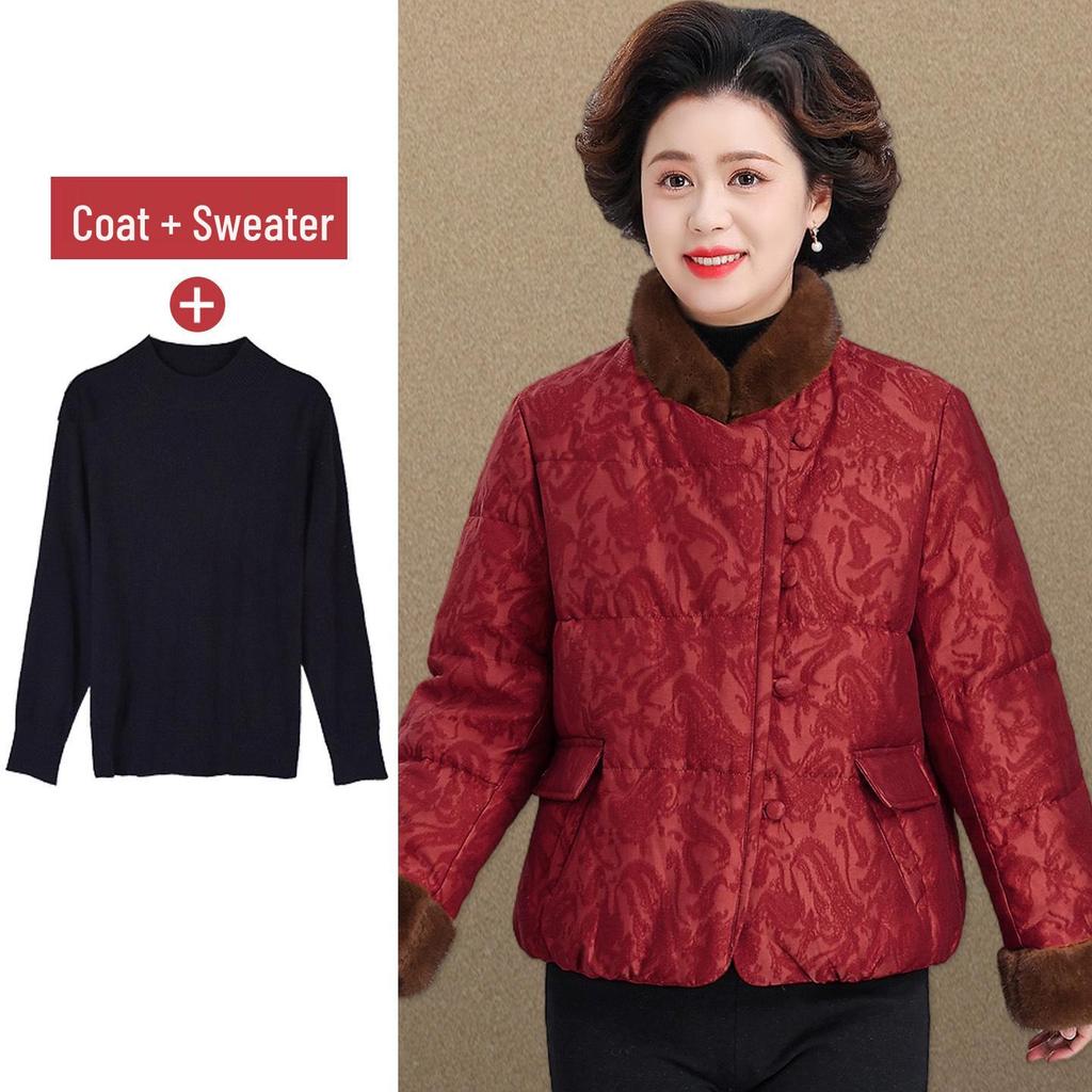 2025 New Chinese Style Winter Down Jacket for Middle-Aged and Elderly Women