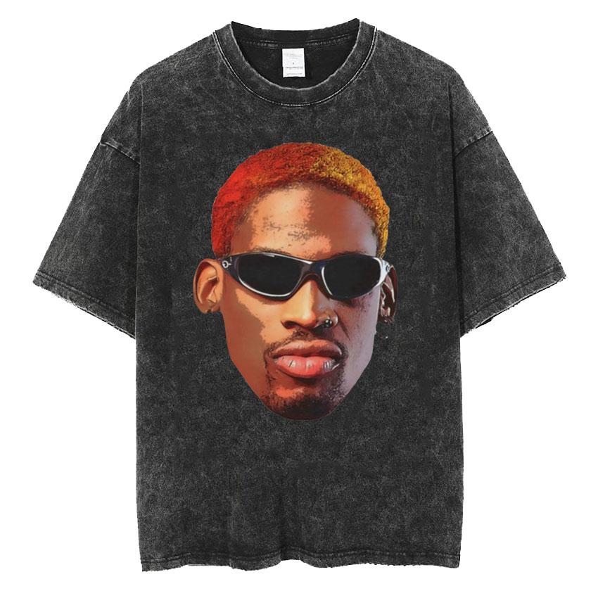 New Arrival Mens Clothes Washed Tee Shirt TShirts Men Tshirt for Men Ropa Hombre Dennis Rodman Classic Rare Black Homage