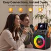 Karaoke Machine, Portable Bluetooth Karaoke Speaker with 2 Wireless Microphones for Adults, PA System with Echo Adjustment, LED Lights