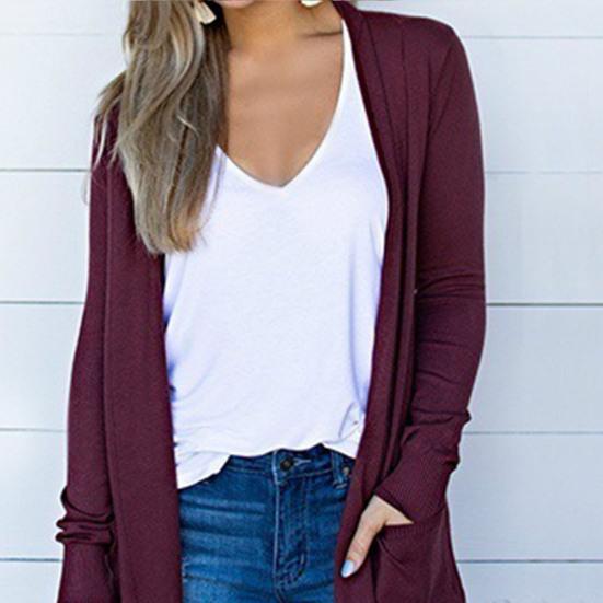 Neformální cardigan Solid Univerzální dlouhý kabát Cardigan Plus velikosti do kanceláře