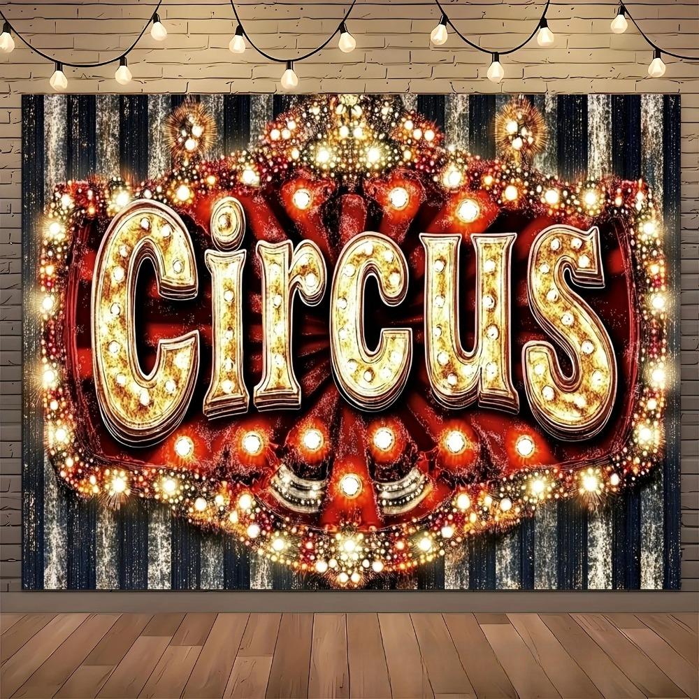 Circus Retro Light Bulb Logo Themed Banner Decoration Background Cloth, Birthday Party, Home Decoration Photography Background