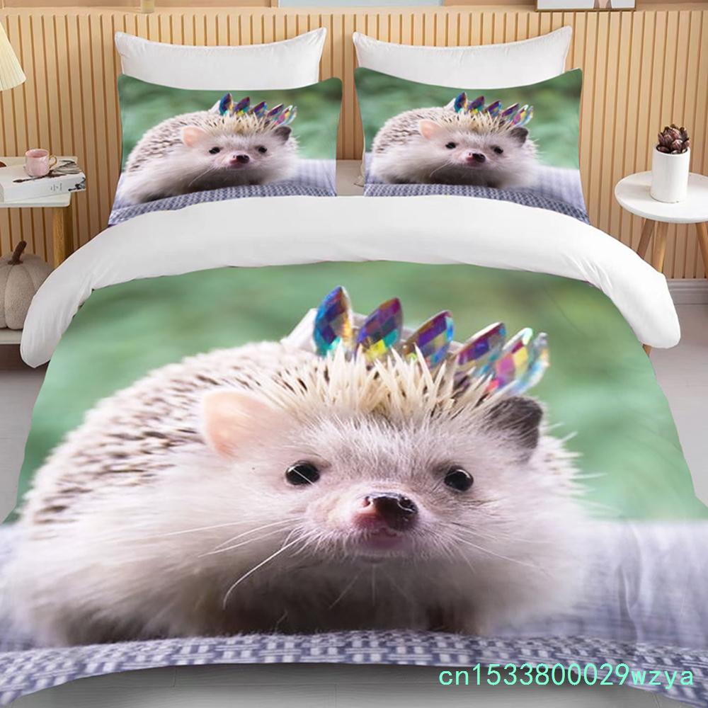 Animal Fofo Conjunto de Cama de Ouriço Queen Fofo Roupas Edredom/Capas de Edredom e Fronha Para Adultos Crianças Capa de Colcha