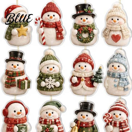 24 Day Countdown Box Snowman Christmas Calendar 24-Day Acrylic Ornament Set with Winter Family Activities Figures Tree Hanging Decor Holiday