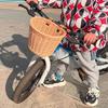 4 pièces/Ensemble PE Rotin Osier Panier Avant de Vélo+Sonnette+Pompon+Autocollants Réglable Tissé Main Enfant Adulte Accessoires Guidon Vélo