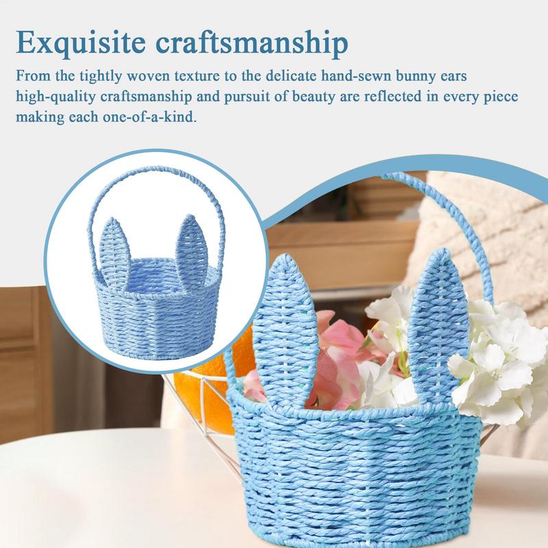 Woven Easter Basket Easter Bunny Woven Basket Handmade Lightweight Decor For Living Room Bedroom Picnic Candy Party Home Holiday