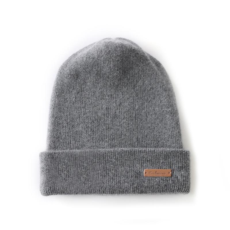 Autumn and Winter Cashmere Hat Unisex Double Layer Thickened Cashmere Hat Bag Head Knitted Wool Hat Cold Hat