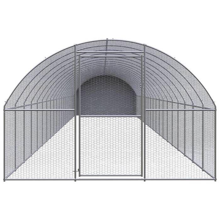 Poulailler d'extérieur - MAISON EXCLUSIVE - 3 x 20 x 2 m - Acier galvanisé - Toit polyéthylène étanche - Grillage