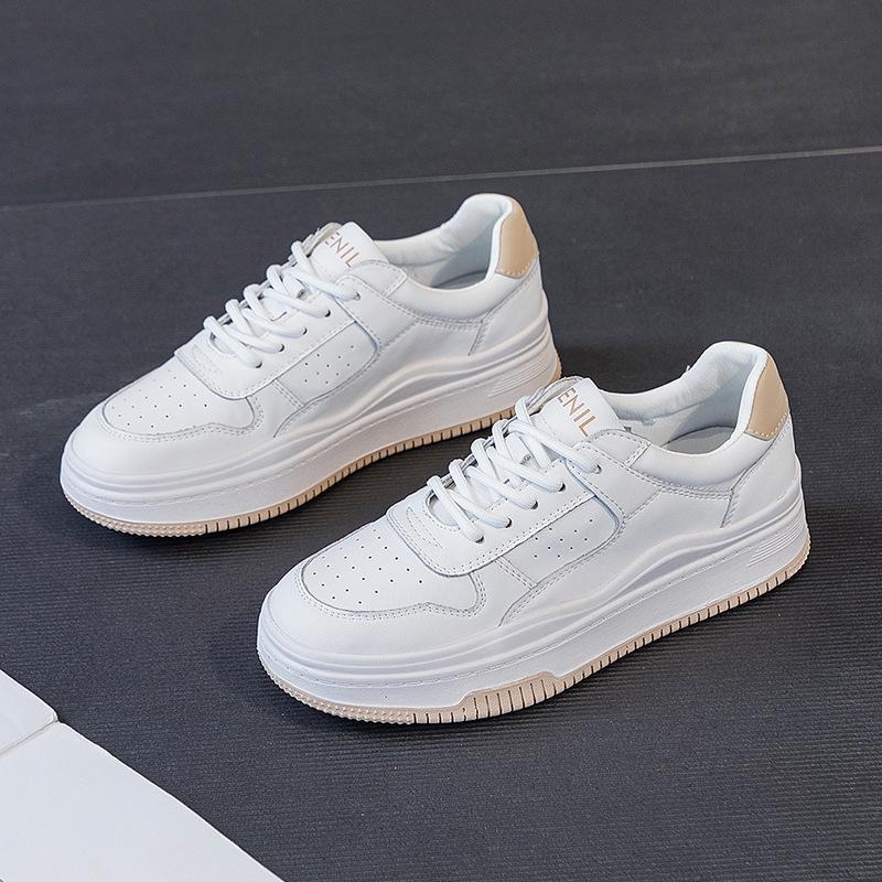 Spring 2023 Women's Flat Heel White Sports Shoes: Versatile, Plus Size (41-43), Celebrity Style
