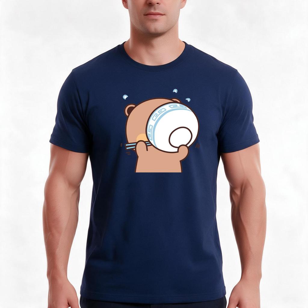 Cute Dudu Is Enjoy Meals With Bubu Tshirt Summer Casual Cotton Tee Oversized Streetwear Tops Vintage Graphic Print
