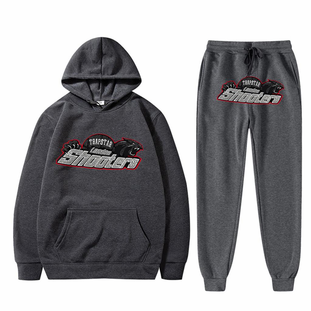 Conjunto de Sudadera Holgada de Manga Larga de Felpa para Hombre y Mujer con Pantalón, Sudadera con Capucha Estampada Bordada