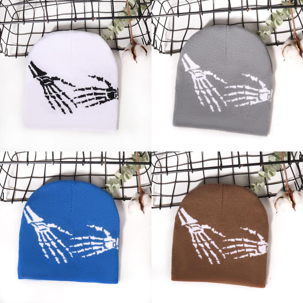 Urban Fashion Skull Hand Knit Hat Without Brim With Thermal Acrylic For Teens And Adults