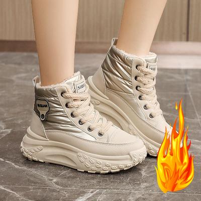 Women Causal Sneakers Female Winter Fashion New Warm Thick Sole Increase Cotton Shoes Lace Up Thick Soled Non-slip Sports Shoes