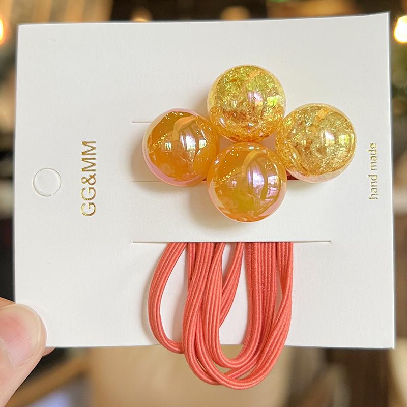 

2 шт. новые милые красочные взрывные бусины принцесса головные уборы детские эластичные резинки для волос детские веревки для волос аксессуары для волос для девочек оранжевый