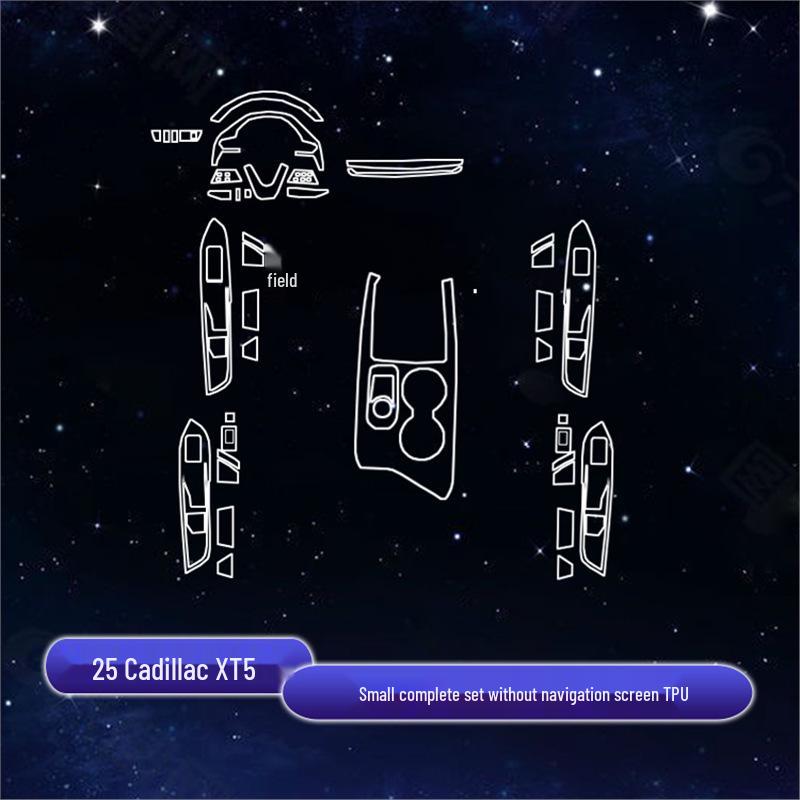 Interior, navigation, and console screen protection film for 2025 Cadillac XT5 models.