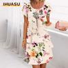 Women's Fashion Summer Spring Short Sleeve O-Neck Casual Dresses