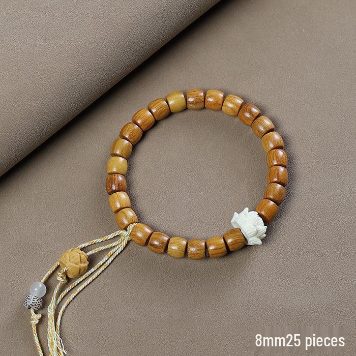 Sandalwood Lotus Bracelet: Men's & Women's Ruyi Running Ring, Wenwan & Green Sandalwood Buddhist Prayer Beads