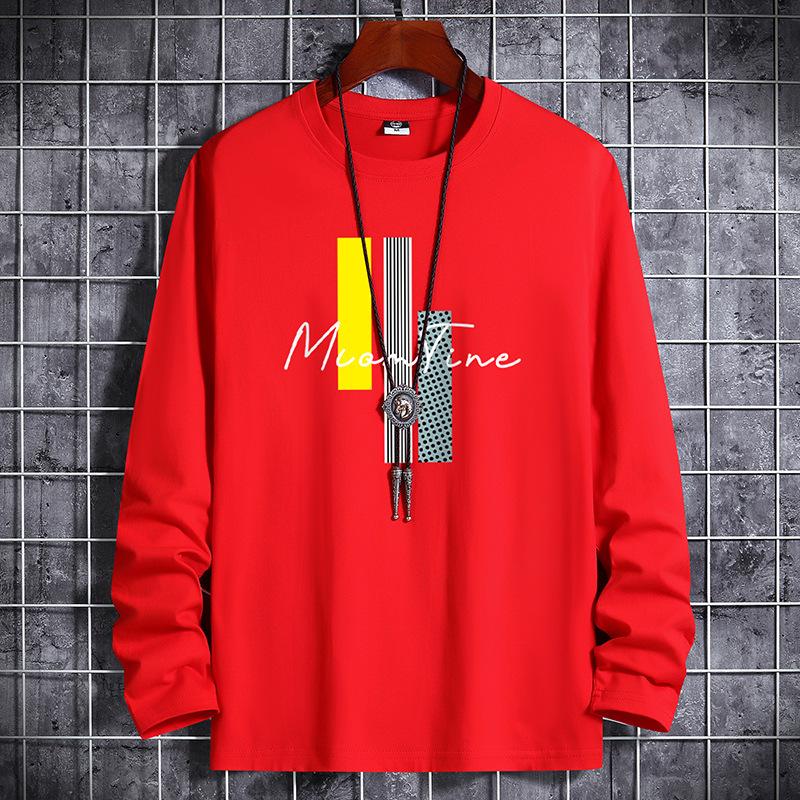 

Чоловіча біла футболка з довгим рукавом з чистої бавовни 200 г - Весняно-осінній тренд 4XL