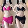 Korean Style Triangle Push-Up Bikini with Steel Straps: Sexy Three-Piece Resort Swimwear