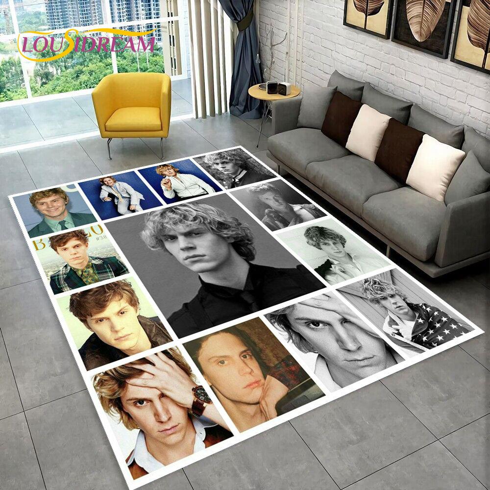 Cute Evan Peters Movie TV  Actor Area Rug,Carpet Rug for Home Living Room Bedroom Sofa Doormat Decor,kids Non-slip Floor Mat 3D