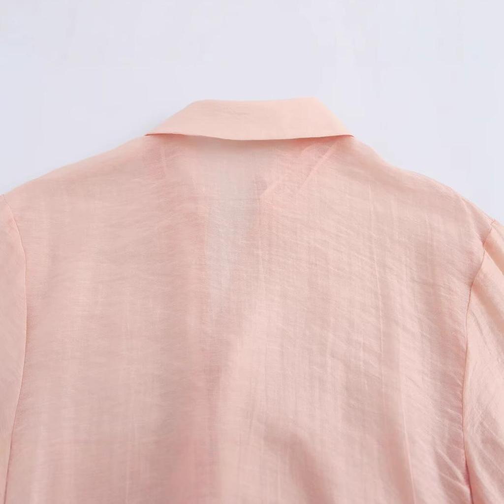 2025 Spring Women's European & American Double-Breasted Long Sleeve Lapel Shirt