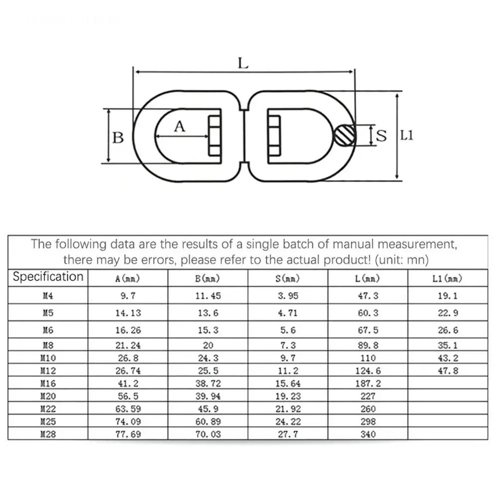 1Pcs Eye Connectors 8 Ring Hook 304 Stainless Steel M4 M5 M6 M8 Carabiner Clasp Universal 4mm 5mm 6mm 8mm Marine Anchor Swivel
