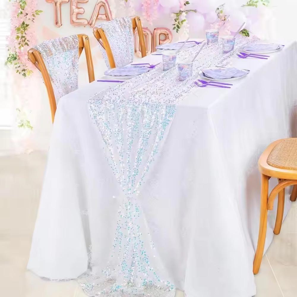 Glitter Mermaid Theme Table Runner Rectangular Table Cover Gorgeous Table Cloth Wedding