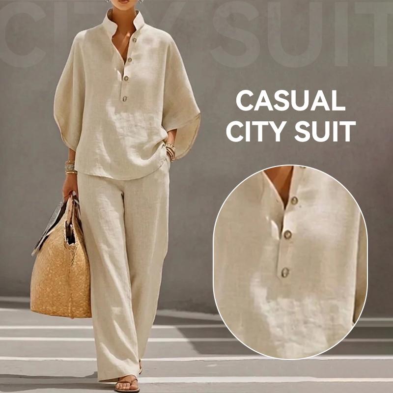 Bluse Leichte Baumwolle Set Knopfleiste Lässig Große Größen Oberteile Atmungsaktiv Ausgeh-Oberteile für Damen Kleidung für den Alltag Lounge Wear