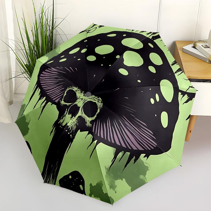 1pc Mushroom Skull Automatic Open/close Umbrella, 8-Rib sturdy structure, Portable Travel Umbrella, Parties, Everyday Use, 11123