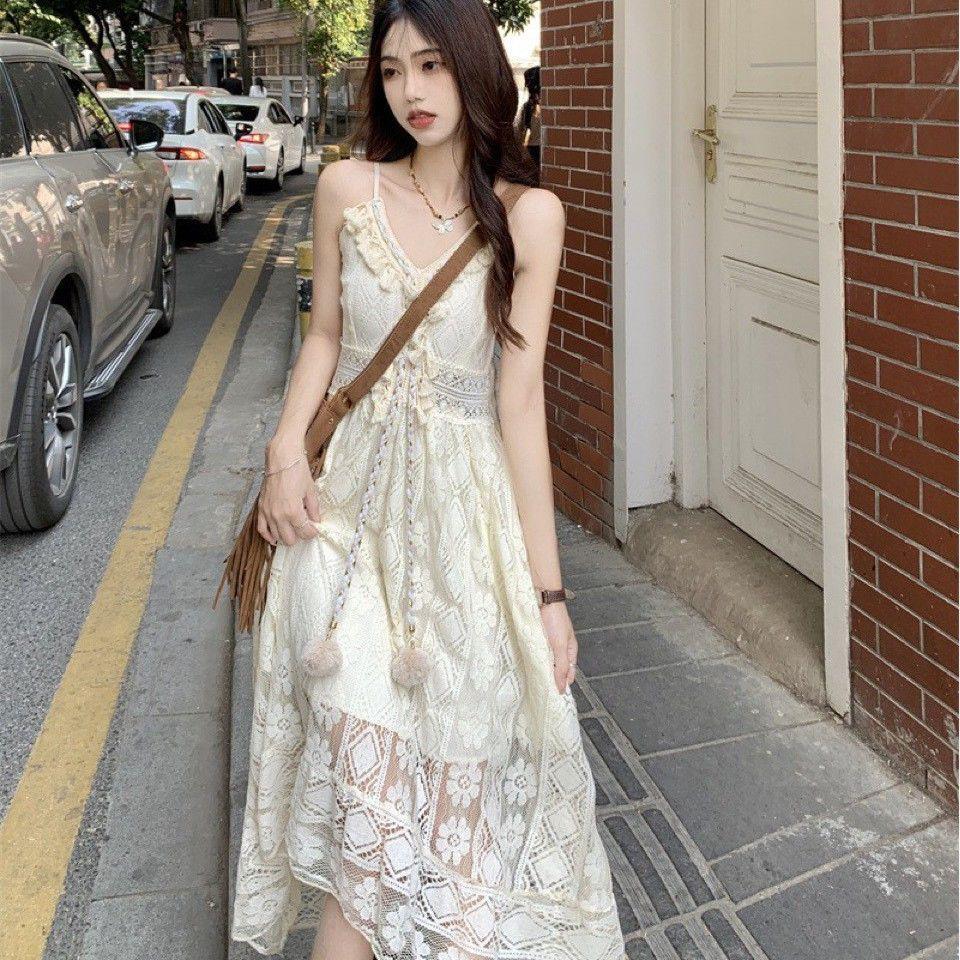 2026 Sweet and Fresh Bohemian Lace Tassel Maxi Dress