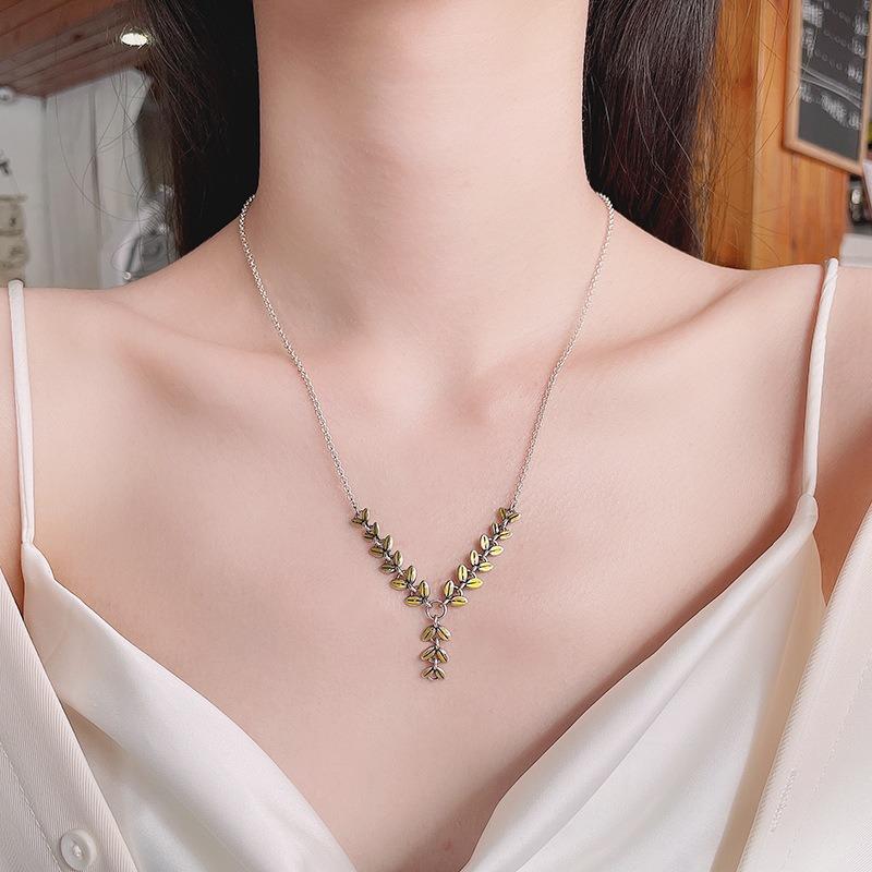 

Ожерелье из чистого серебра с желтыми растениями и пшеничными ушками