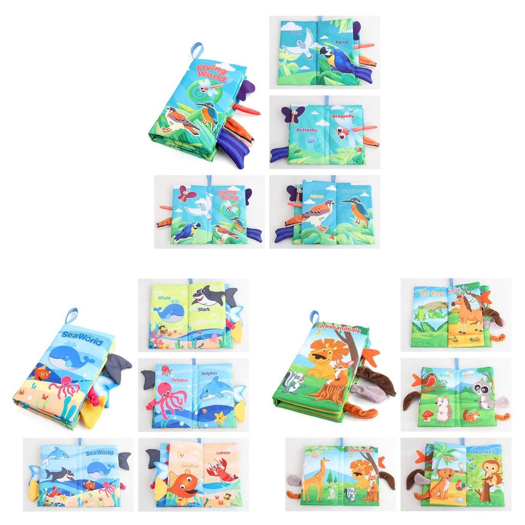 Ocean Animals Tail Cloth Book English Baby Early Education Tearable Sound Paper