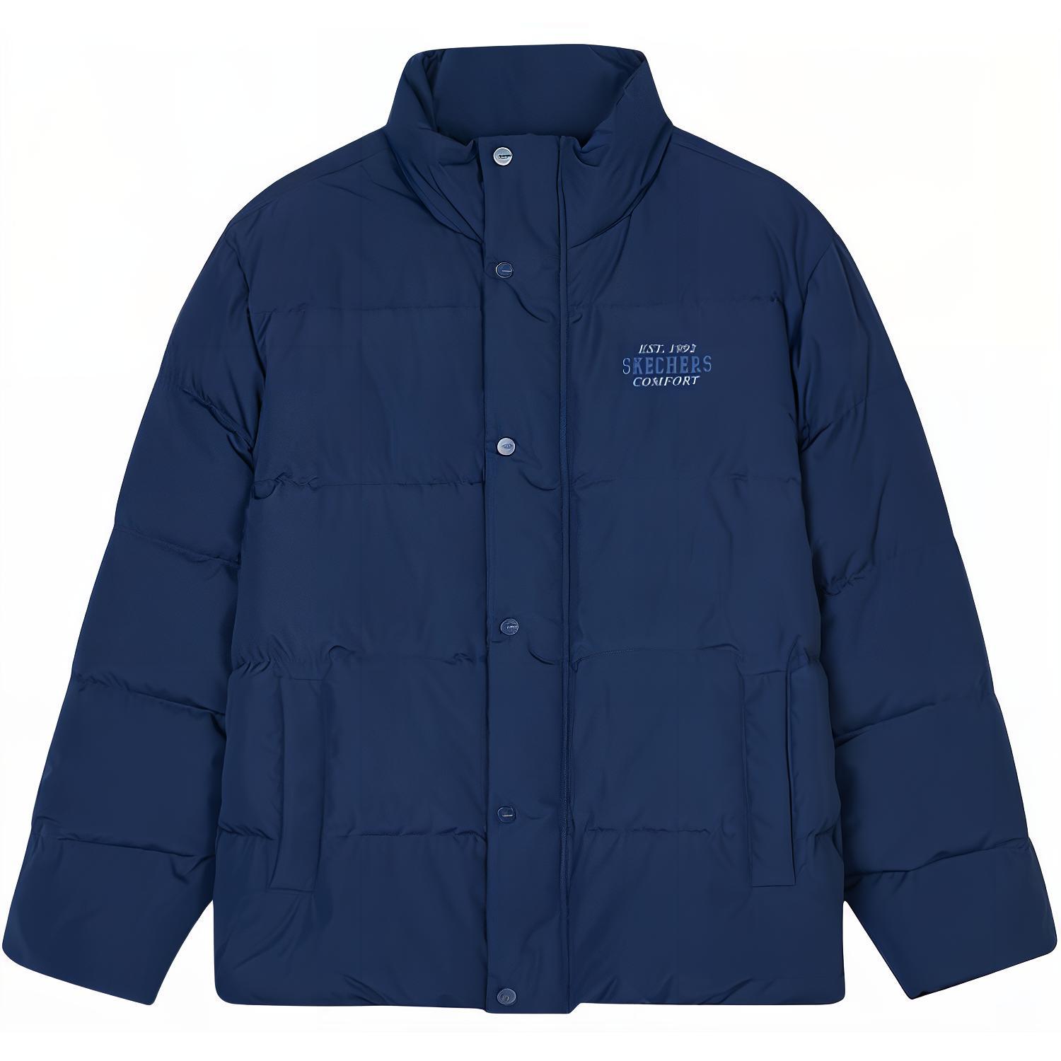 Skechers Sports Alliance Series Casual Warm Windproof Waterproof Stand Collar Zipper Down Jacket Men outerwear Navy-Blue L324U105-00DU S